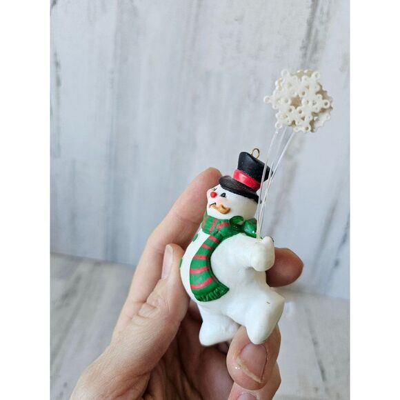 Snowman sparkle glitter Cardinal bird ornament snowball Xmas tree - Picture 5 of 16
